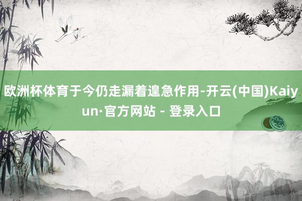 欧洲杯体育于今仍走漏着遑急作用-开云(中国)Kaiyun·官方网站 - 登录入口